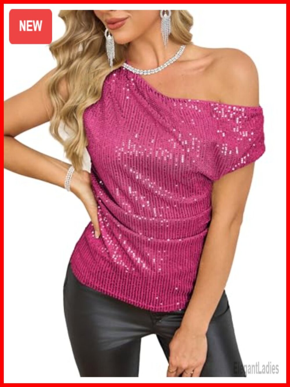 Women's Off Shoulder Ruched Sequin Top Sparkly Party Blouse